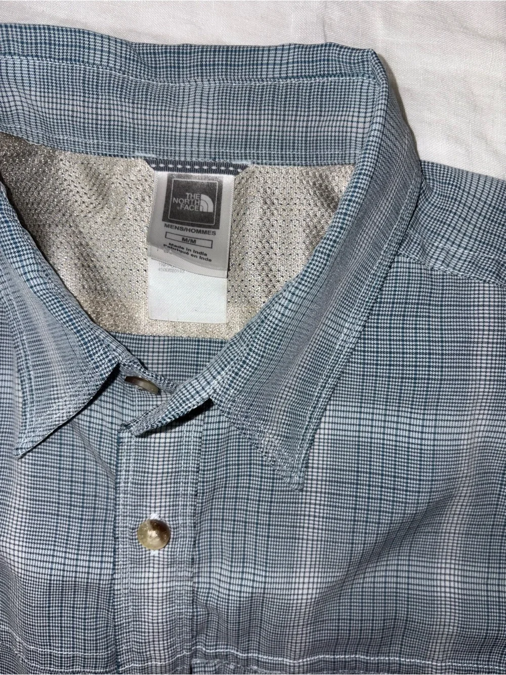 The North Face Men's Short-Sleeve Gray Plaid Button-Down Shirt